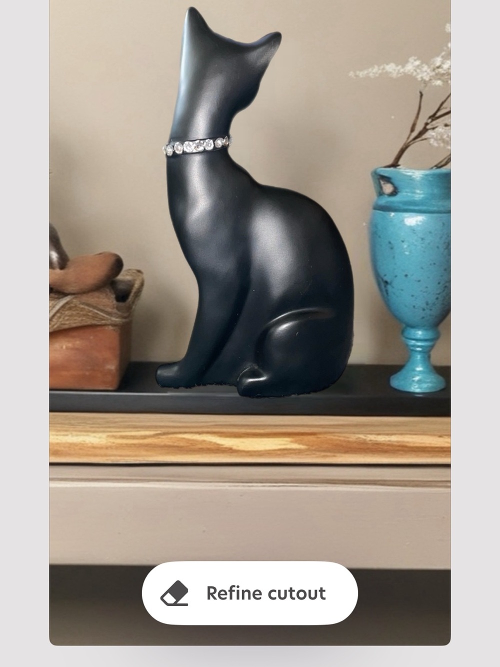 Vintage 1960-70’s Seymour Mann Black 9” Cat Figurine w/Rhinestone Collar. - Picture 8 of 13